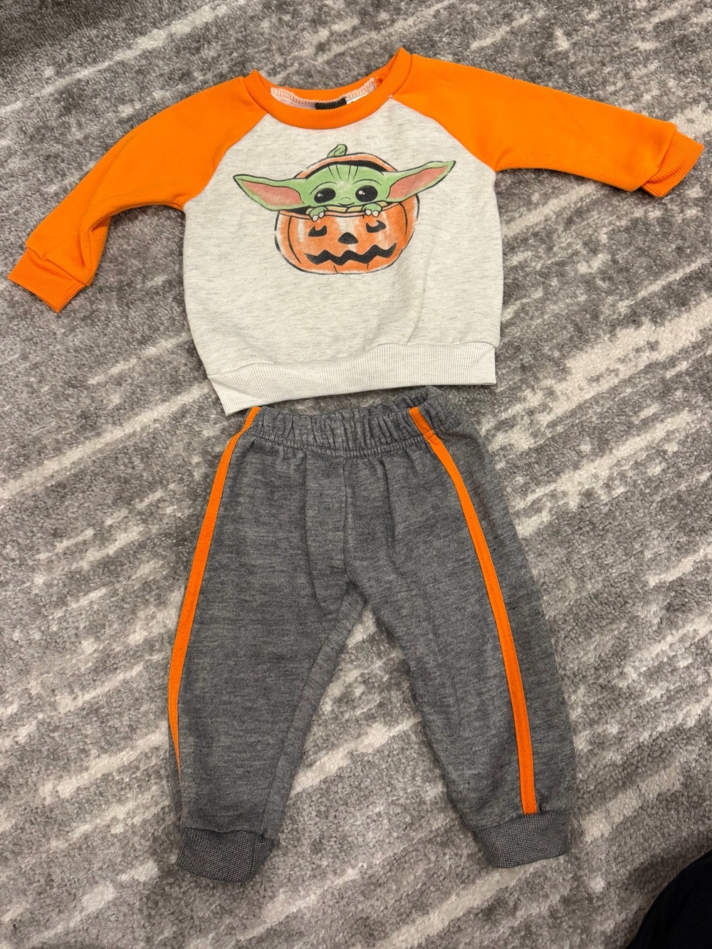 Star Wars Orange & Gray Baby Yoda Pumpkin Sweatshirt and Joggers